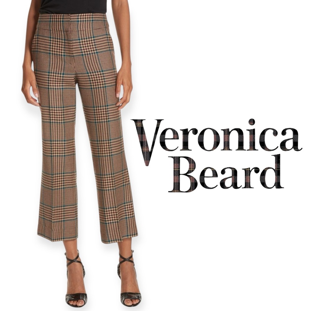 Veronica Beard Brown Plaid Cropped Pants